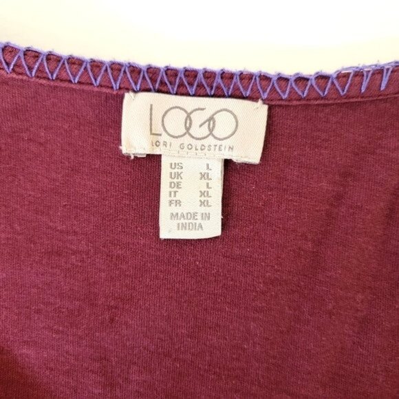 LOGO by Lori Goldstein Jersey Knit Embroidered Open Front Cardigan - Picture 2 of 4